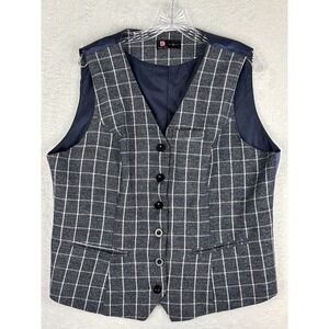 KANCY‎ KOLE Women's Vest Black Fully Lined Checkered Business Dress Suit 2XL